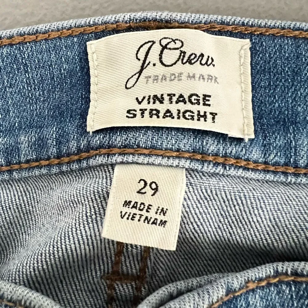 J. Crew Womens Vintage Straight Button Fly Jeans Size 29 Distressed Light Wash